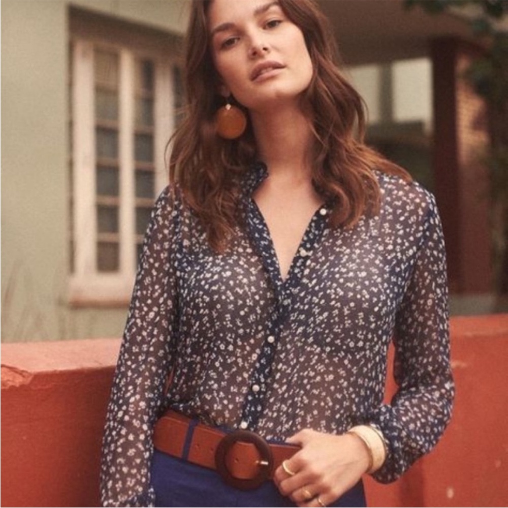 Sezane Louise Blouse in Mini Fleurs Dotty size 36 (US 4)